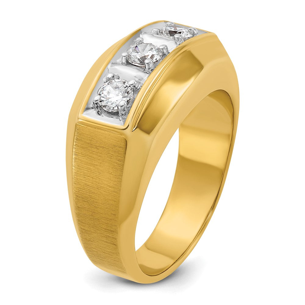 14k Two-tone IBGoodman Men's Polished & Satin 3-Stone Ring Mounting