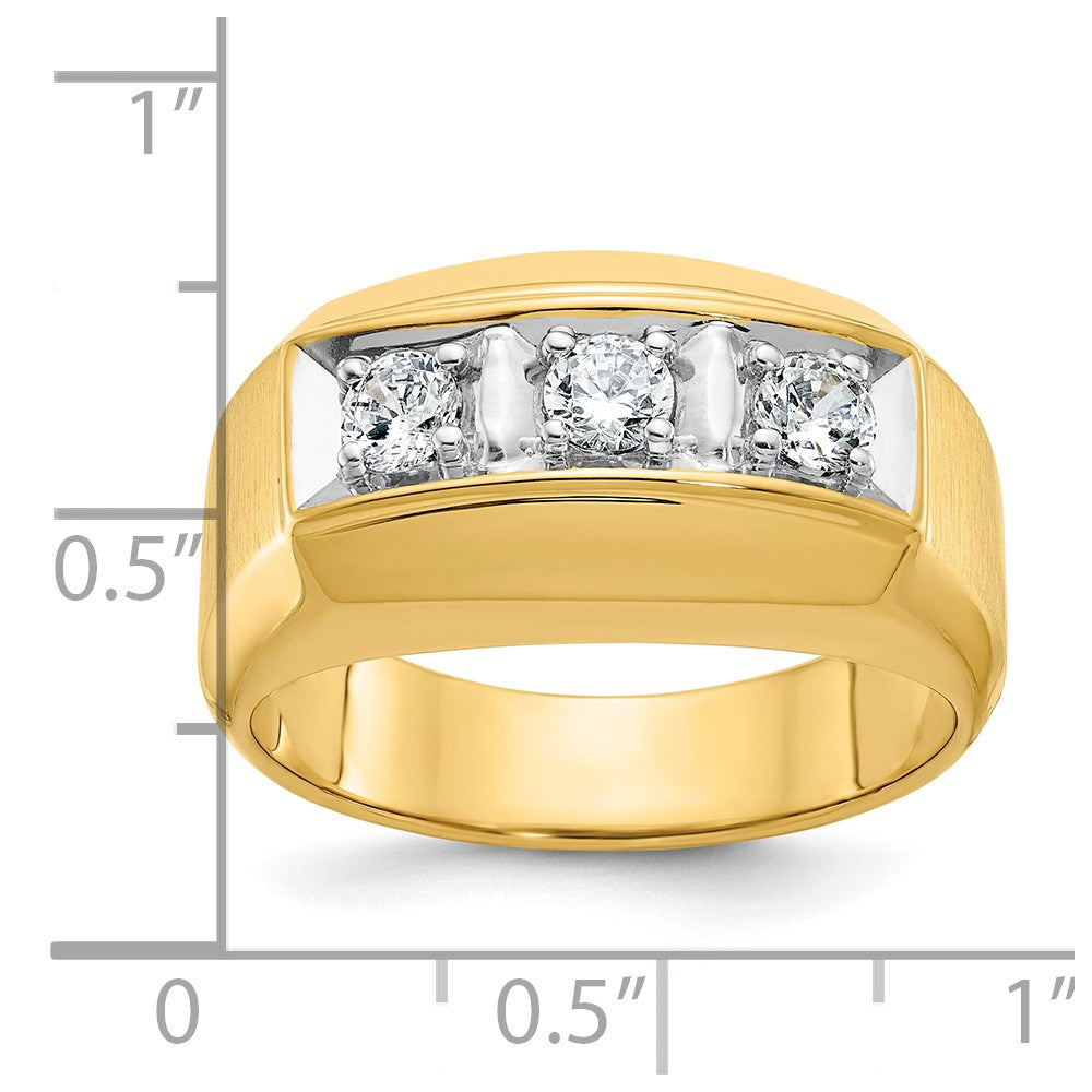 14k Two-tone IBGoodman Men's Polished & Satin 3-Stone Ring Mounting