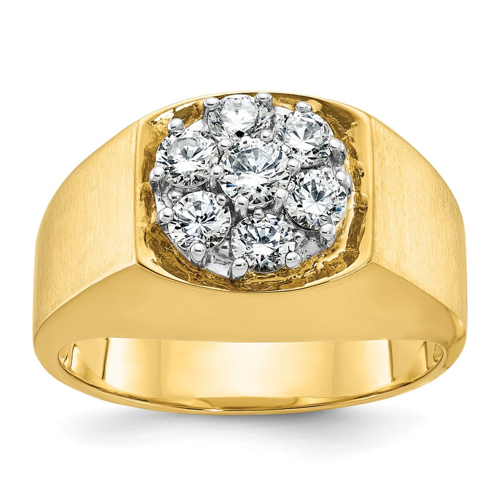 IBGoodman 10k Two-tone Men's Polished and Satin Round 1 Carat A Quality Diamond Cluster Ring