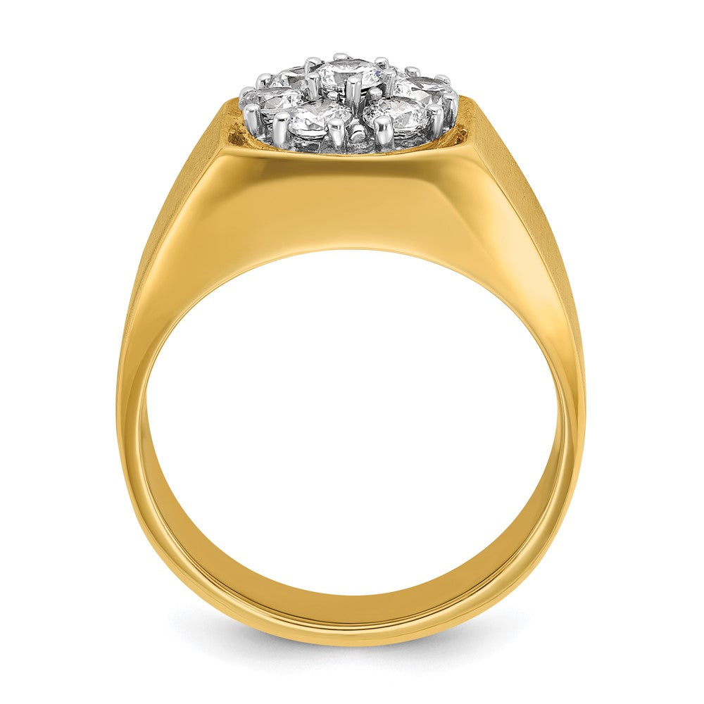 IBGoodman 14k Two-tone Men's Polished and Satin Round 1 Carat AA Quality Diamond Cluster Ring