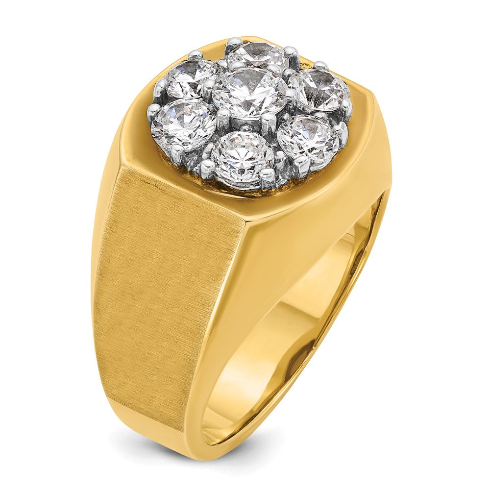 IBGoodman 14k Two-tone Men's Polished and Satin Round 2 Carat AA Quality Diamond Cluster Ring