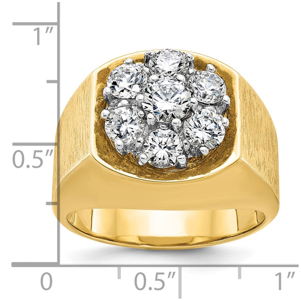 IBGoodman 14k Two-tone Men's Polished and Satin Round 2 Carat AA Quality Diamond Cluster Ring