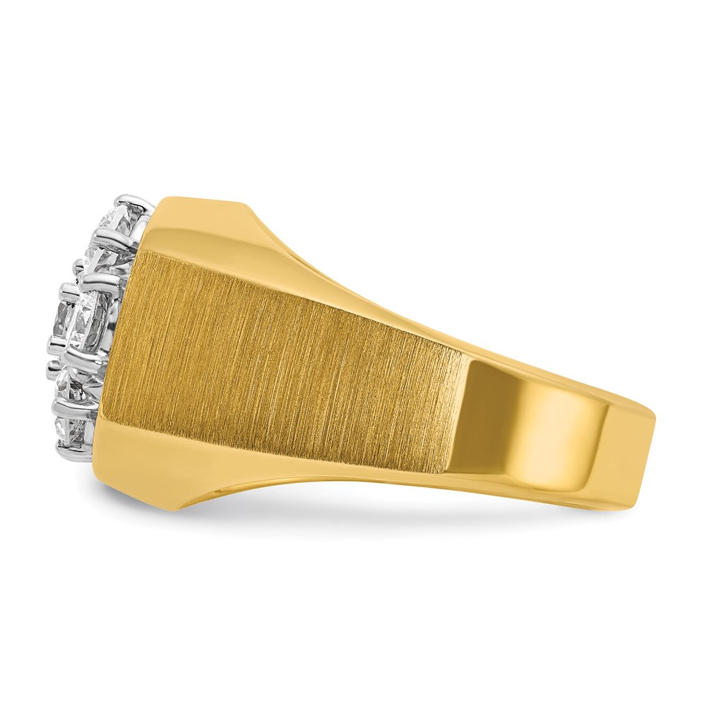 IBGoodman 14k Two-tone Men's Polished and Satin Round 1 1/5 Carat AA Quality Diamond Cluster Ring