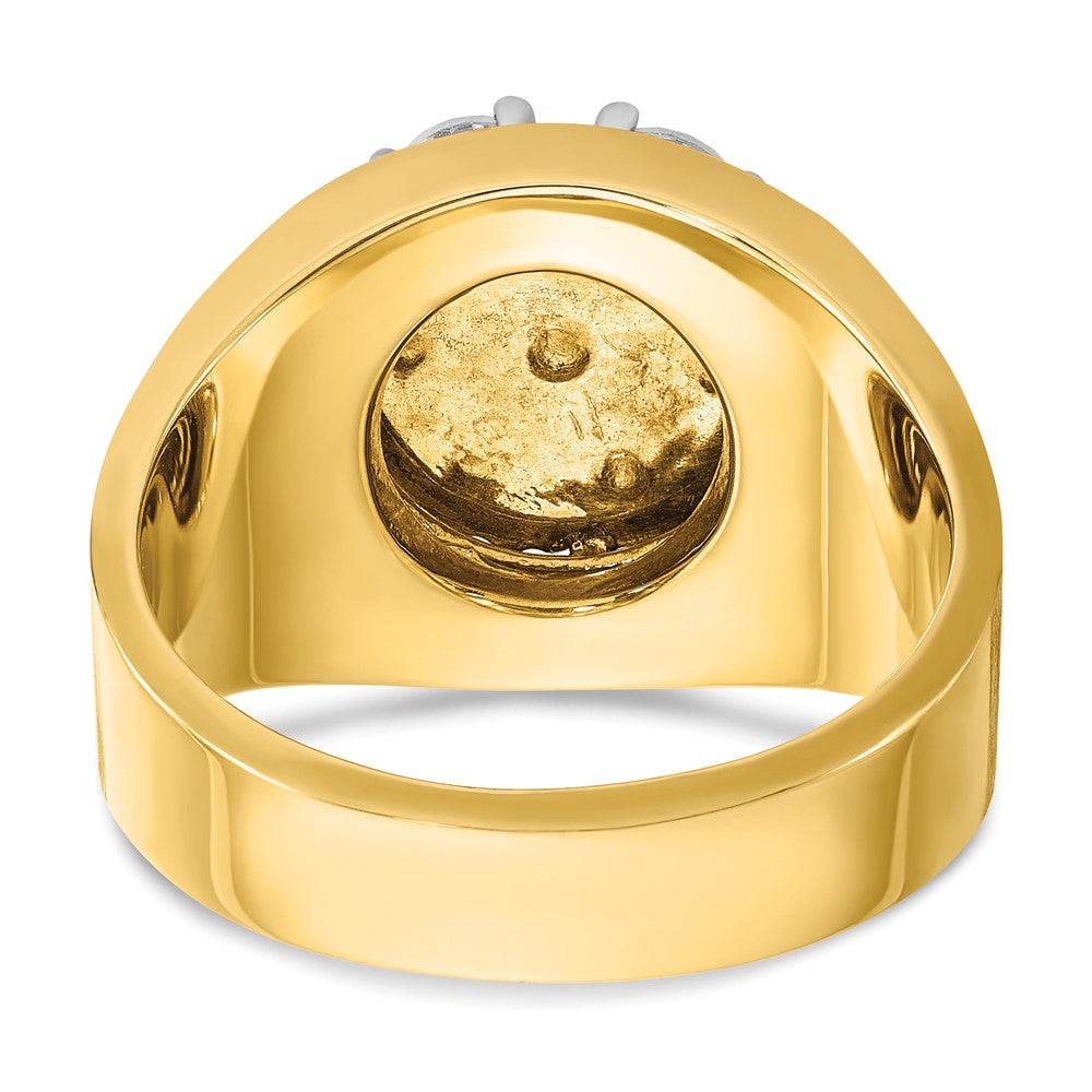 IBGoodman 14k Two-tone Men's Polished and Satin Round 1 1/5 Carat AA Quality Diamond Cluster Ring