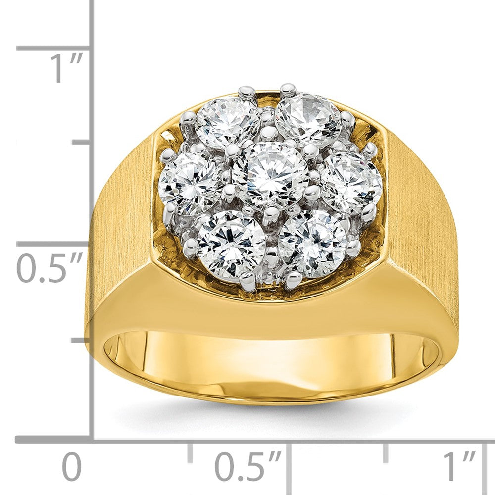IBGoodman 14k Two-tone Men's Polished and Satin Round 1 1/5 Carat AA Quality Diamond Cluster Ring