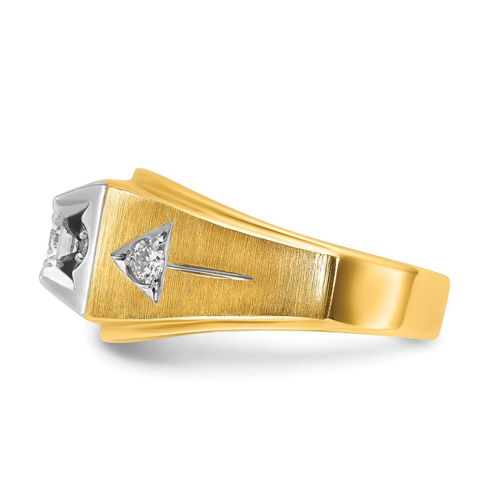 14k Two-tone IBGoodman Men's Polished and Satin 3/4 carat Diamond Complete Ring