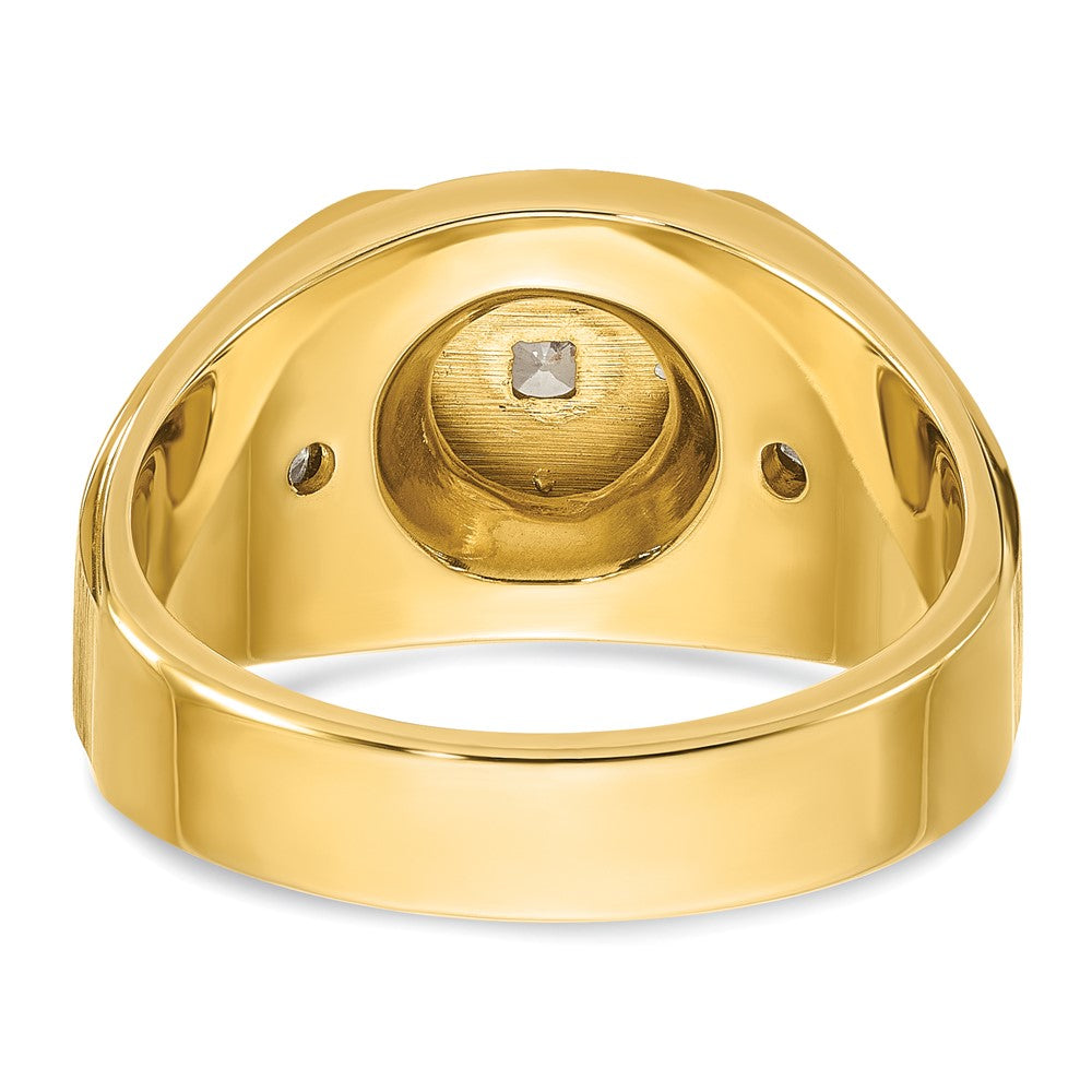 14k Two-tone IBGoodman Men's Polished and Satin 3/4 carat Diamond Complete Ring
