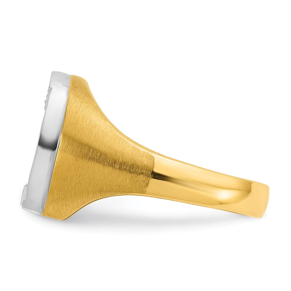 14k Two-tone IBGoodman Men's Satin Horseshoe Diamond Ring Mounting