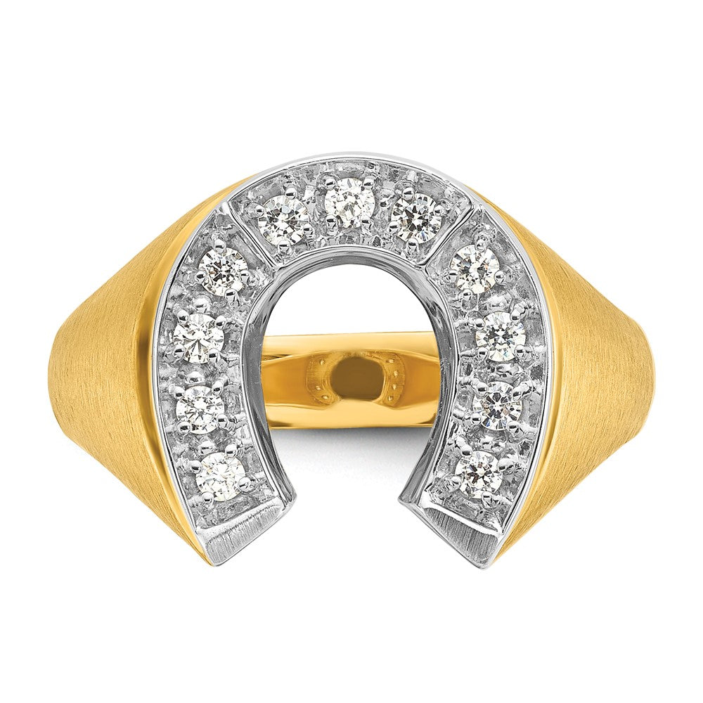 14k Two-tone IBGoodman Men's Satin Horseshoe Diamond Ring Mounting