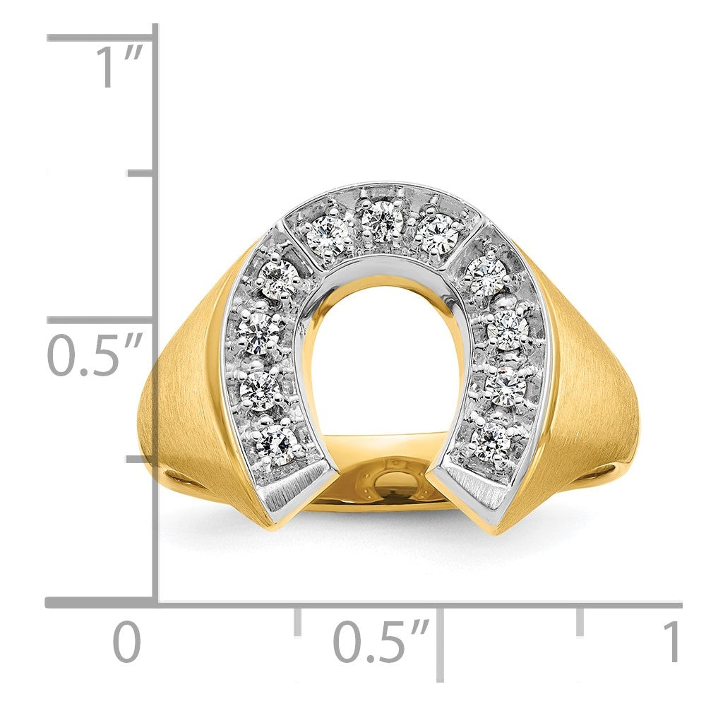 14k Two-tone IBGoodman Men's Satin Horseshoe 1/5 carat Diamond Complete Ring