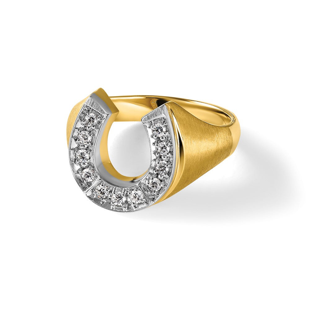 14k Two-tone IBGoodman Men's Satin Horseshoe Diamond Ring Mounting