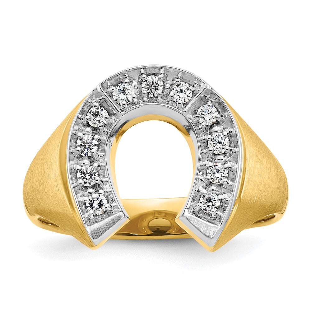 14k Two-tone IBGoodman Men's Satin Horseshoe 1/5 carat Diamond Complete Ring