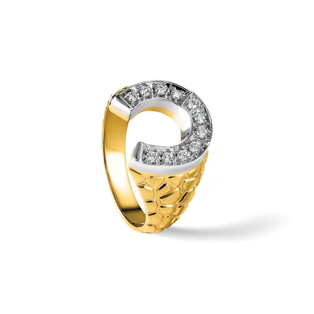 14k Two-tone IBGoodman Men's Horseshoe 1/5 carat Diamond Complete Ring