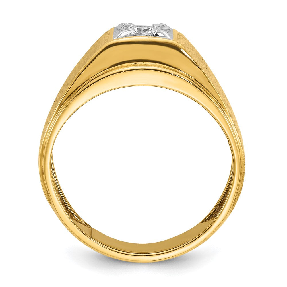 14k Two-tone IBGoodman Men's Polished and Satin 1/6 carat Diamond Complete Ring
