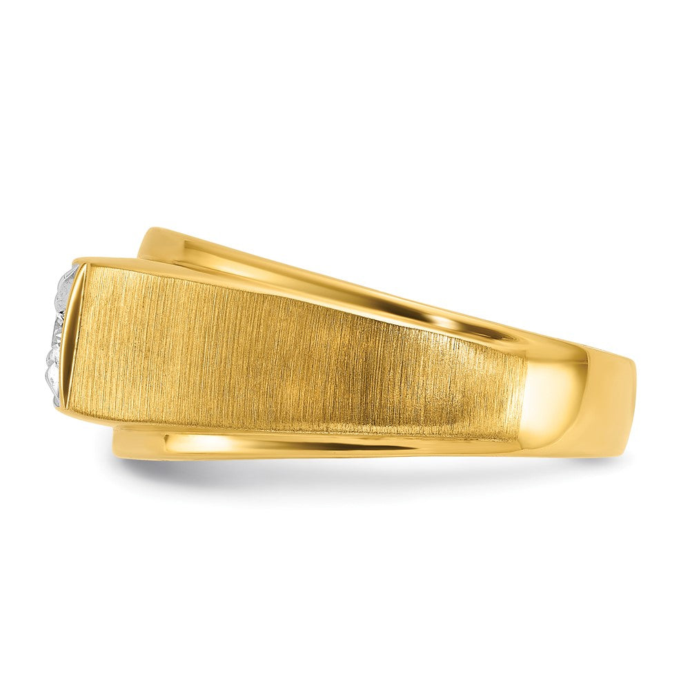 14k Two-tone IBGoodman Men's Polished and Satin 1/6 carat Diamond Complete Ring