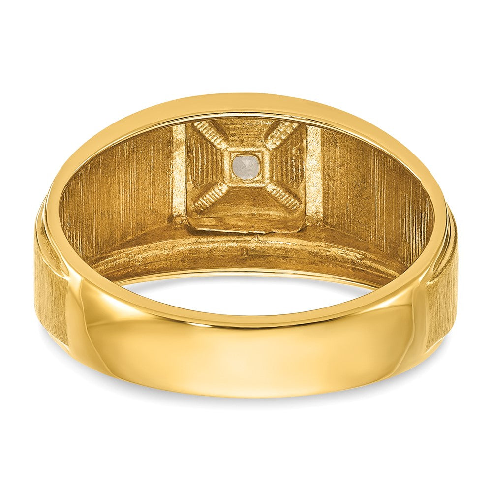 14k Two-tone IBGoodman Men's Polished and Satin 1/6 carat Diamond Complete Ring