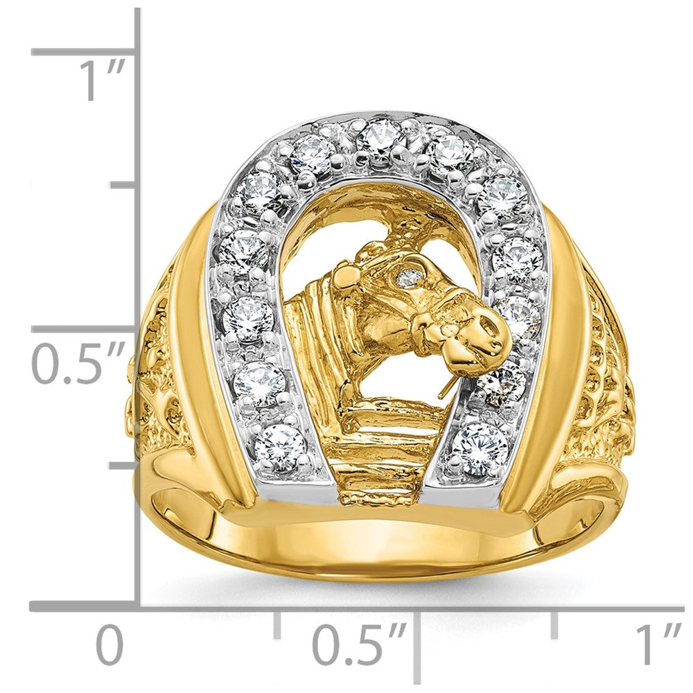 14k Two-tone IBGoodman Men's Horse and Horseshoe Diamond Ring Mounting
