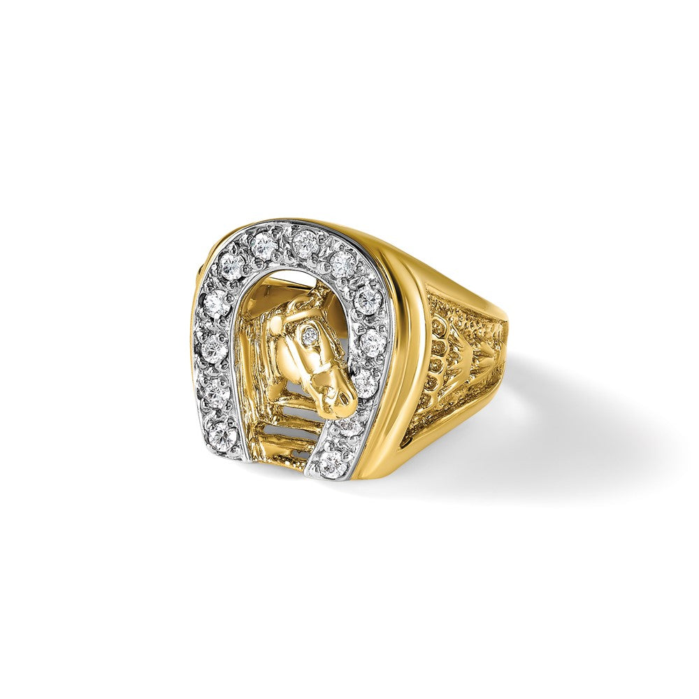 14k Two-tone IBGoodman Men's Horse and Horseshoe Diamond Ring Mounting