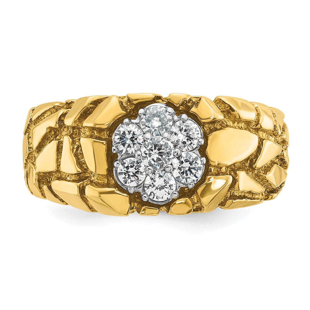 IBGoodman 14k Two-tone Men's Polished and Nugget Textured Round Cluster Ring Mounting