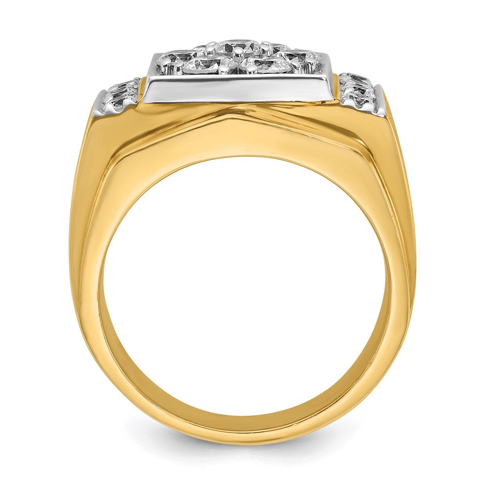 IBGoodman 14k Two-tone Men's Polished and Satin 2 Carat AA Quality Diamond Cluster Ring