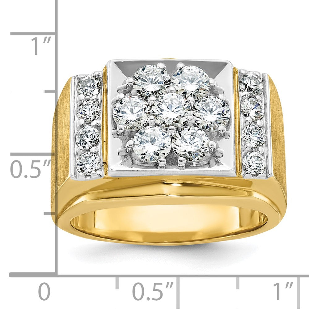 IBGoodman 14k Two-tone Men's Polished and Satin 2 Carat AA Quality Diamond Cluster Ring