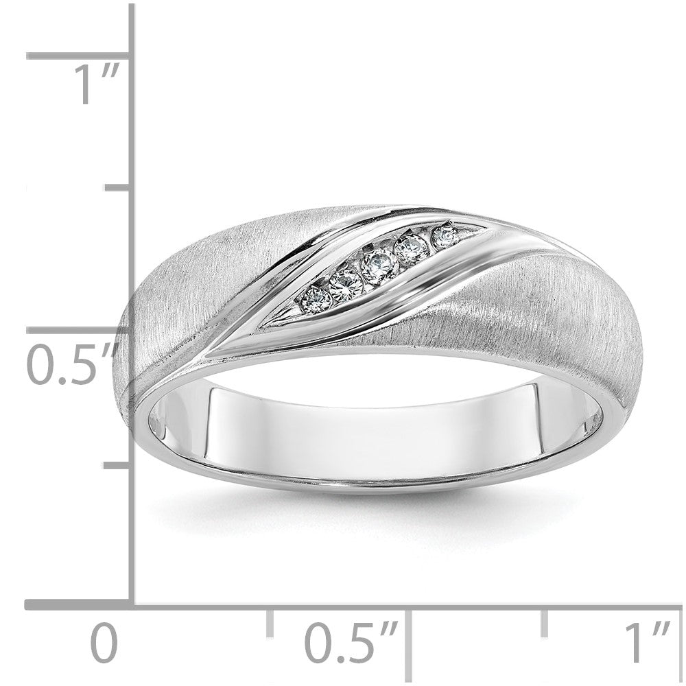 IBGoodman 14k White Gold Men's Polished and Satin 1/15 Carat AA Quality Diamond Ring