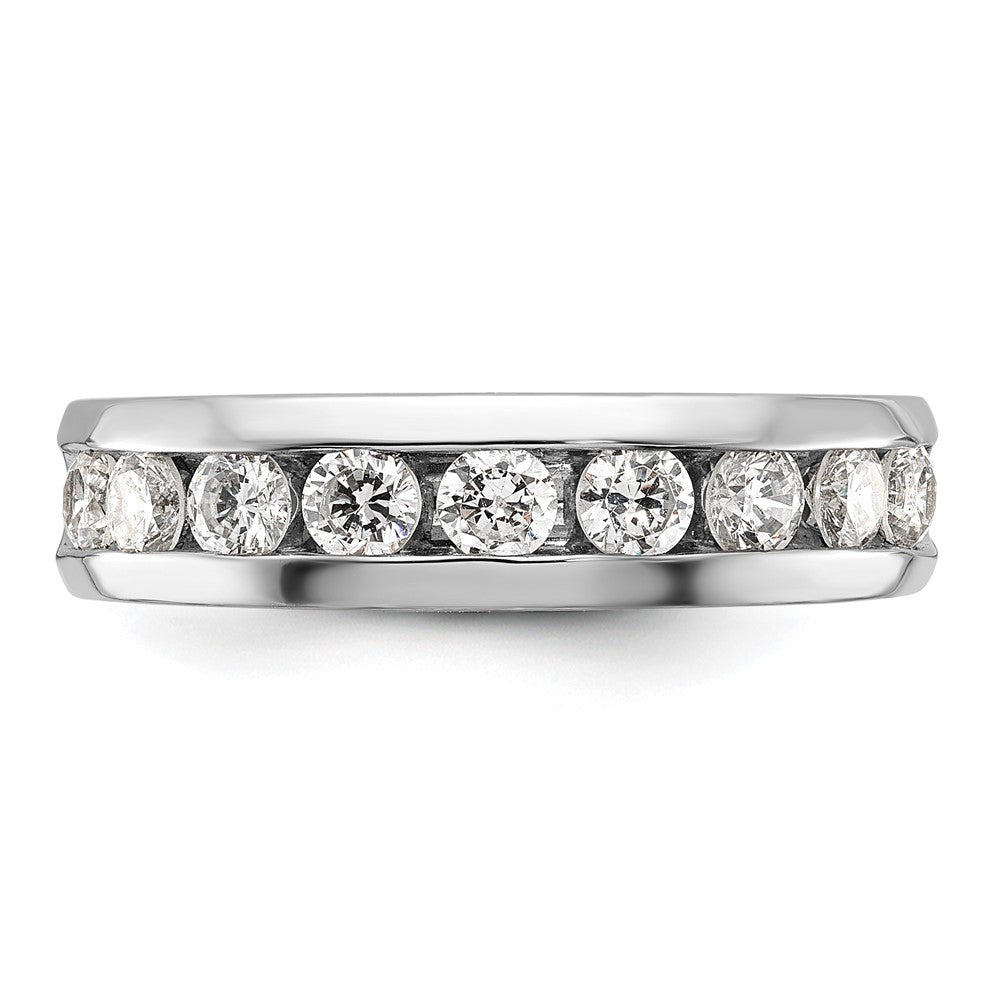 IBGoodman 14k White Gold Men's Polished 9-Stone 1 Carat AA Quality Diamond Ring