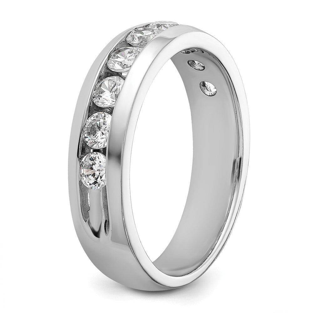 IBGoodman 14k White Gold Men's Polished 9-Stone 1 Carat AA Quality Diamond Ring