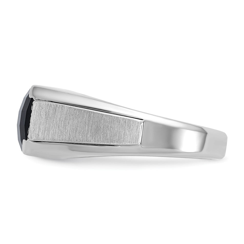 IBGoodman 14k White Gold Men's Polished and Satin Onyx and .02 Carat AA Quality Diamond Ring