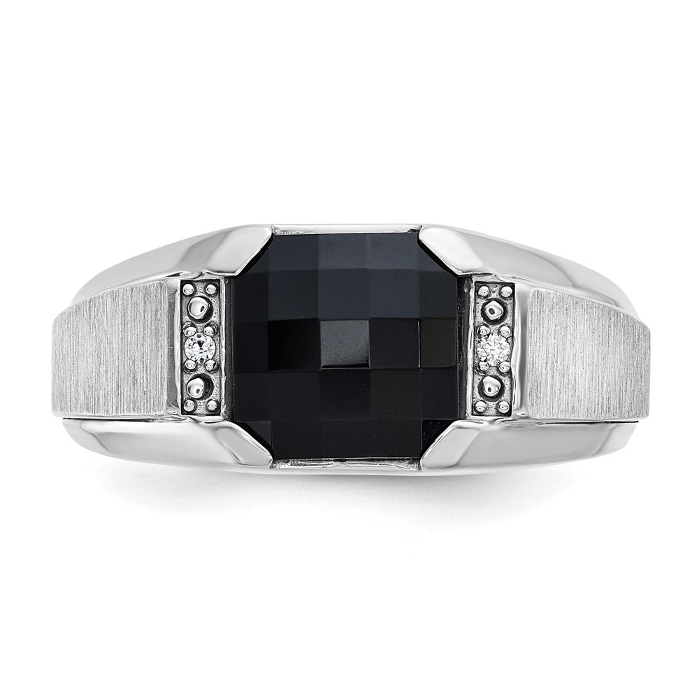 IBGoodman 14k White Gold Men's Polished and Satin Gemstone Ring Mounting