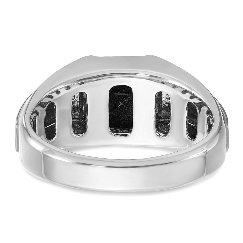 IBGoodman 14k White Gold Men's Polished and Satin Onyx and .02 Carat AA Quality Diamond Ring
