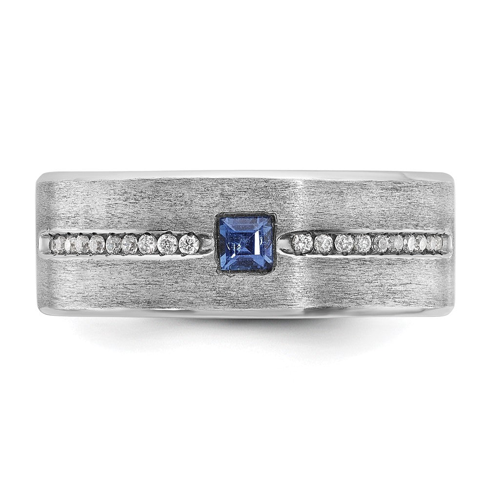 14k White Gold IBGoodman Men's Satin Sapphire/Diamond Ring Mounting