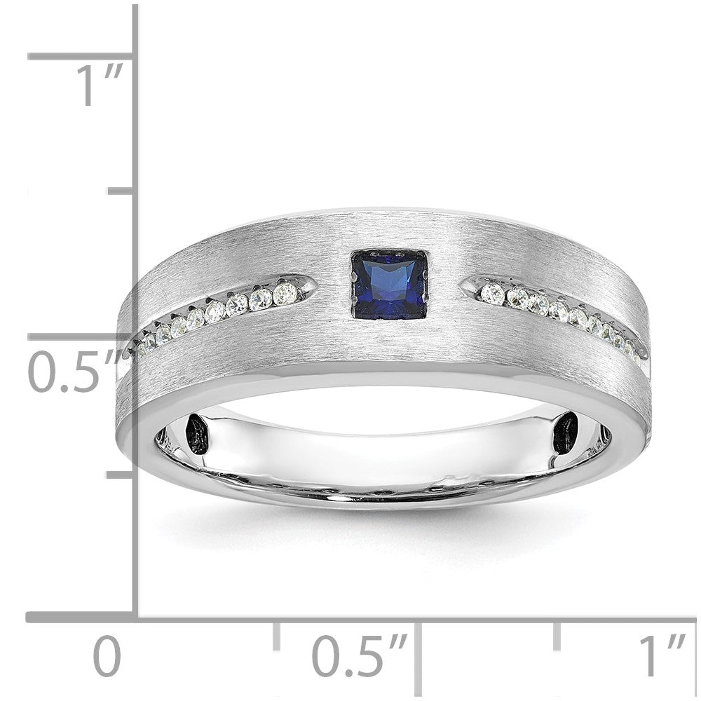 14k White Gold IBGoodman Men's Satin Sapphire/Diamond Ring Mounting
