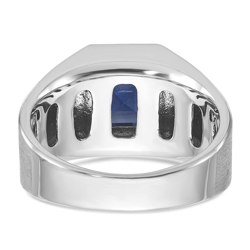 14k White Gold IBGoodman Men's Created Sapphire and 1/3 carat Diamond Complete Ring