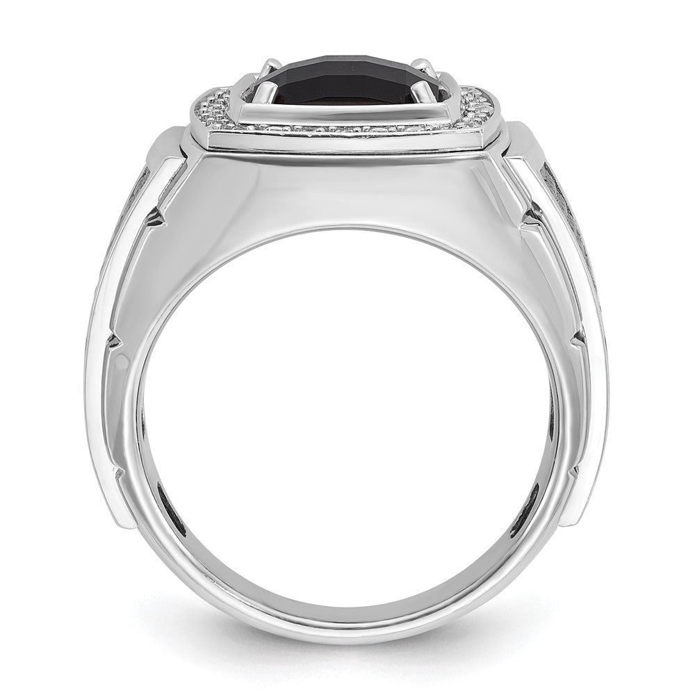 14k White Gold with Black Rhodium IBGoodman Men's Onyx and 1/4 carat Diamond Complete Ring