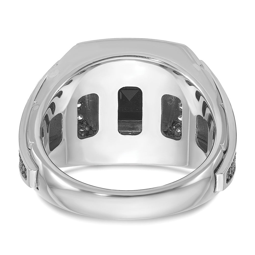 14k White Gold with Black Rhodium IBGoodman Men's Onyx and 1/4 carat Diamond Complete Ring