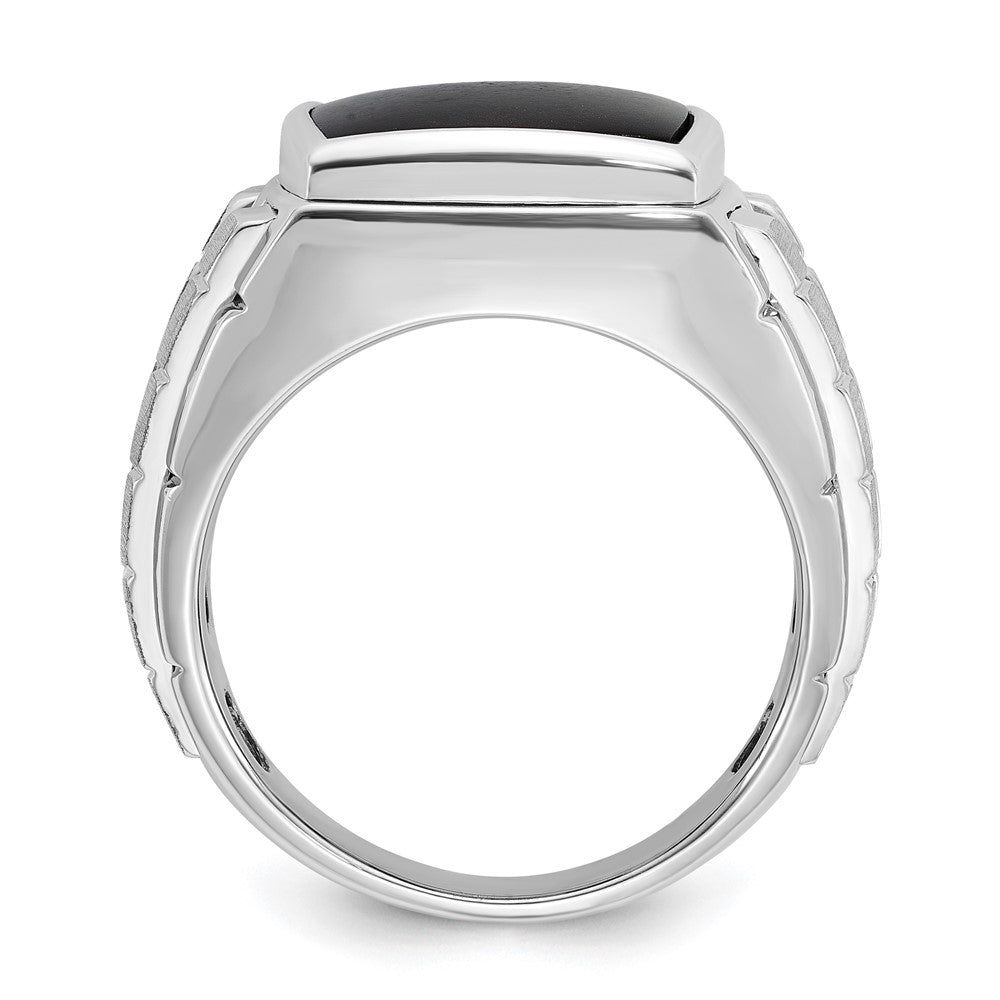 14k White Gold IBGoodman Men's Polished and Satin Onyx Complete Ring