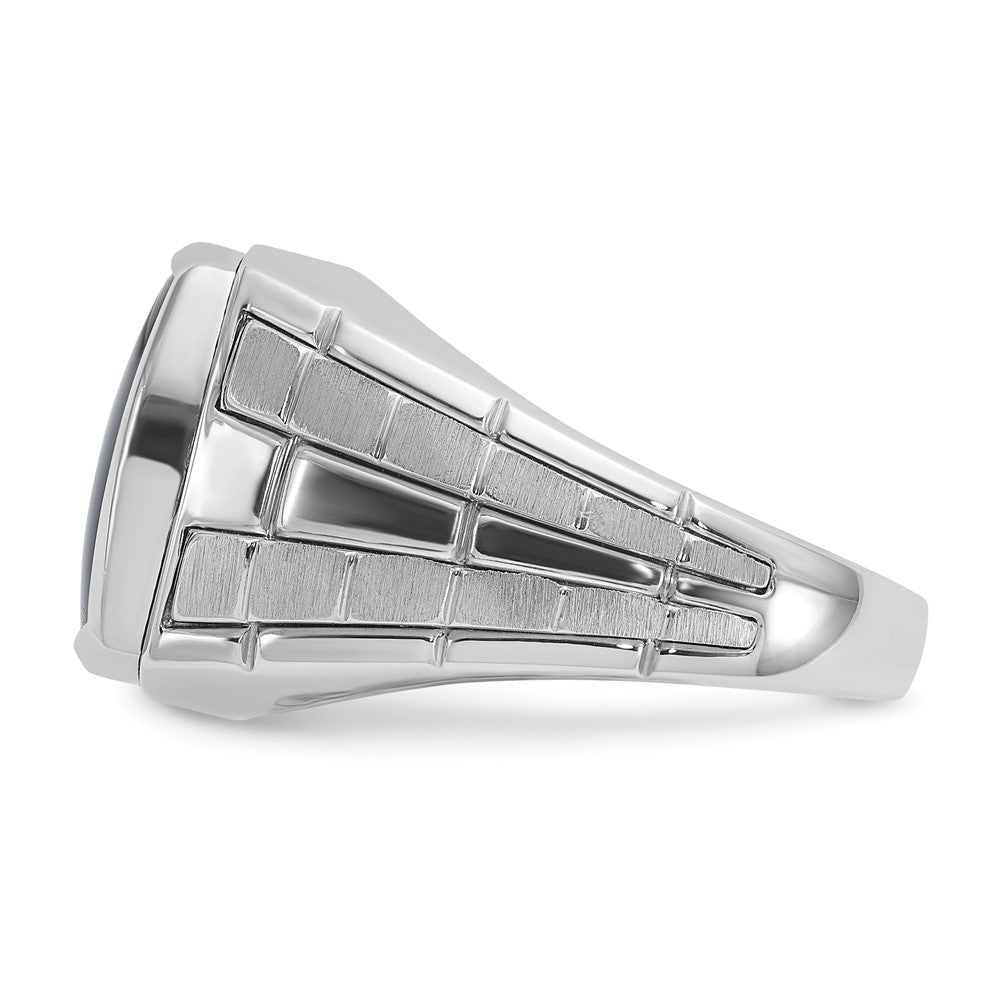 14k White Gold IBGoodman Men's Polished and Satin Onyx Complete Ring