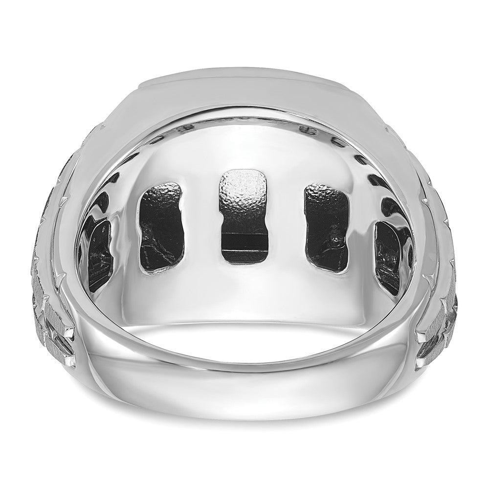 14k White Gold IBGoodman Men's Polished and Satin Onyx Complete Ring