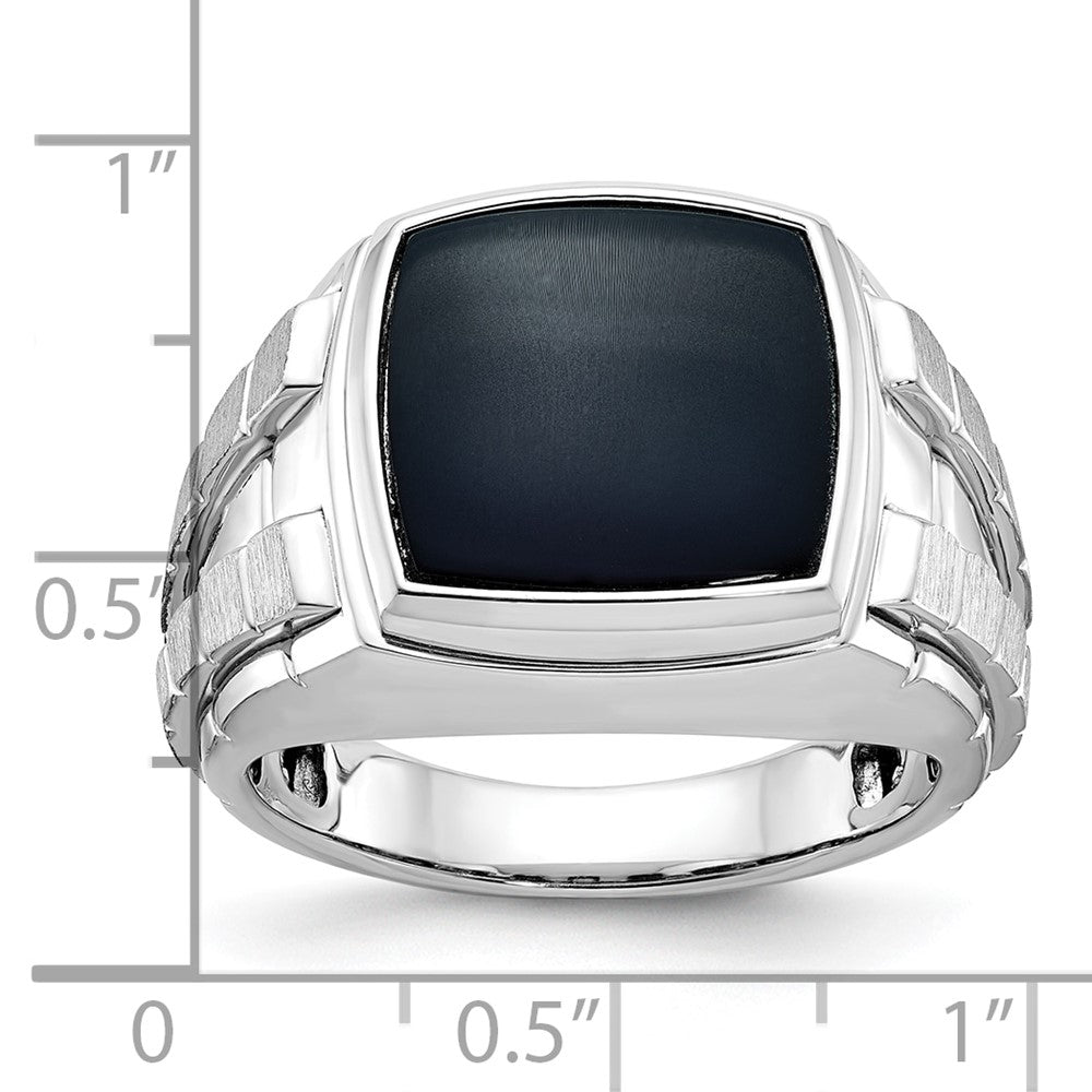 14k White Gold IBGoodman Men's Polished and Satin Onyx Complete Ring