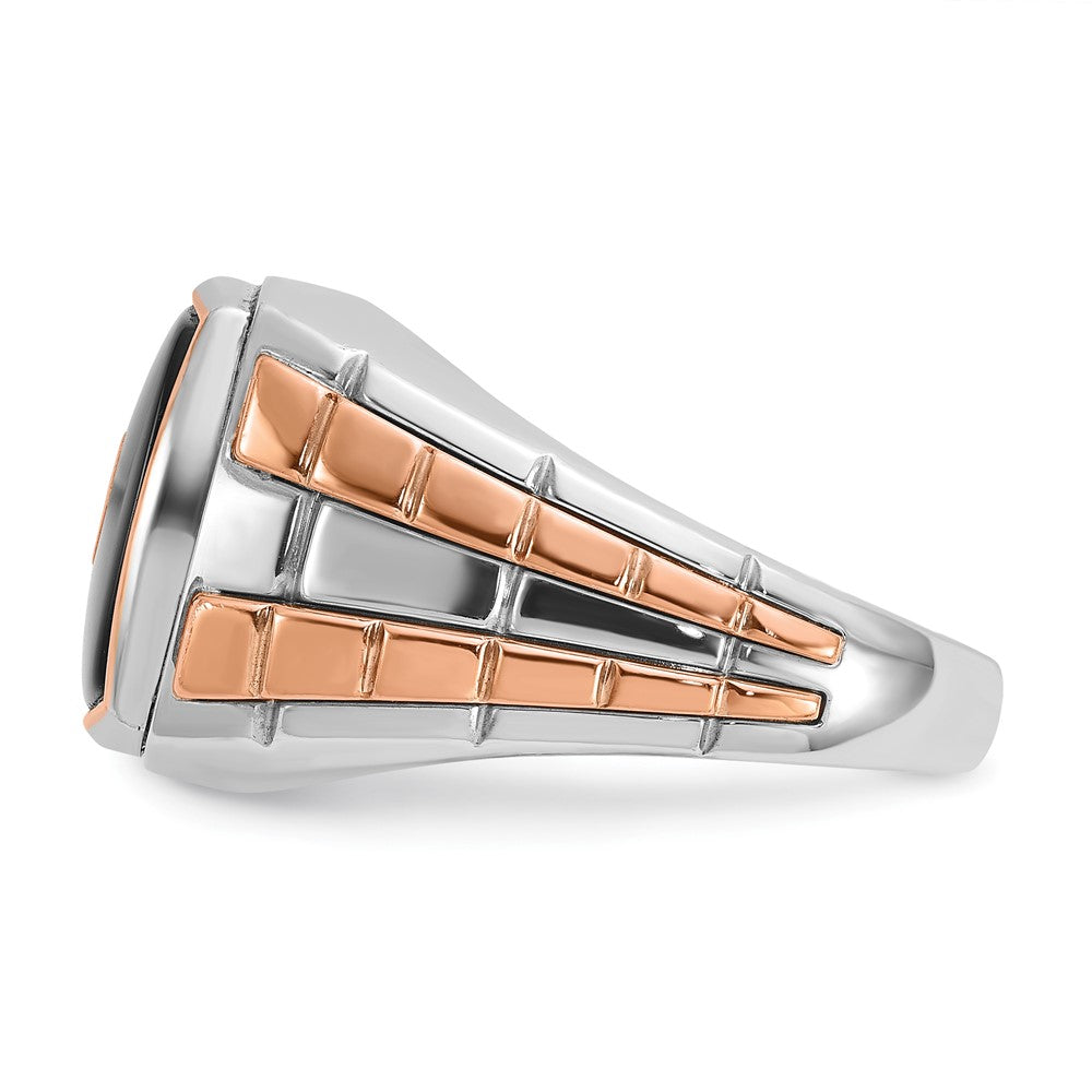 14k Two-tone White/Rose IBGoodman Men's Onyx and 1/10 carat Diamond Complete Ring