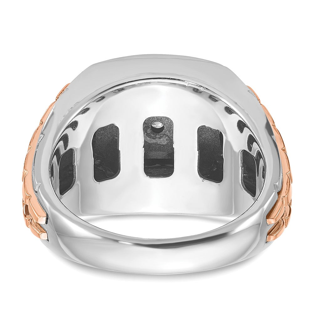 14k Two-tone White/Rose IBGoodman Men's Onyx and 1/10 carat Diamond Complete Ring