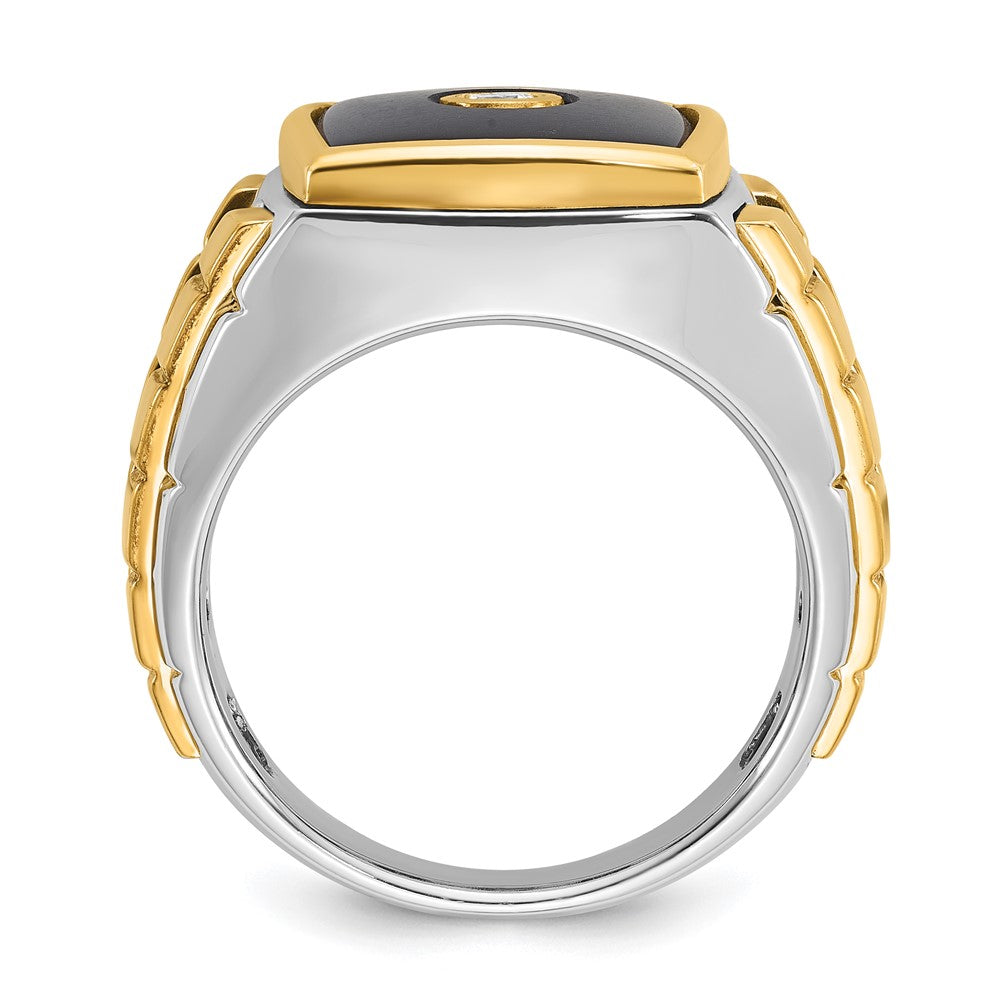 14k Two-tone IBGoodman Men's Onyx and 1/10 carat Diamond Complete Ring