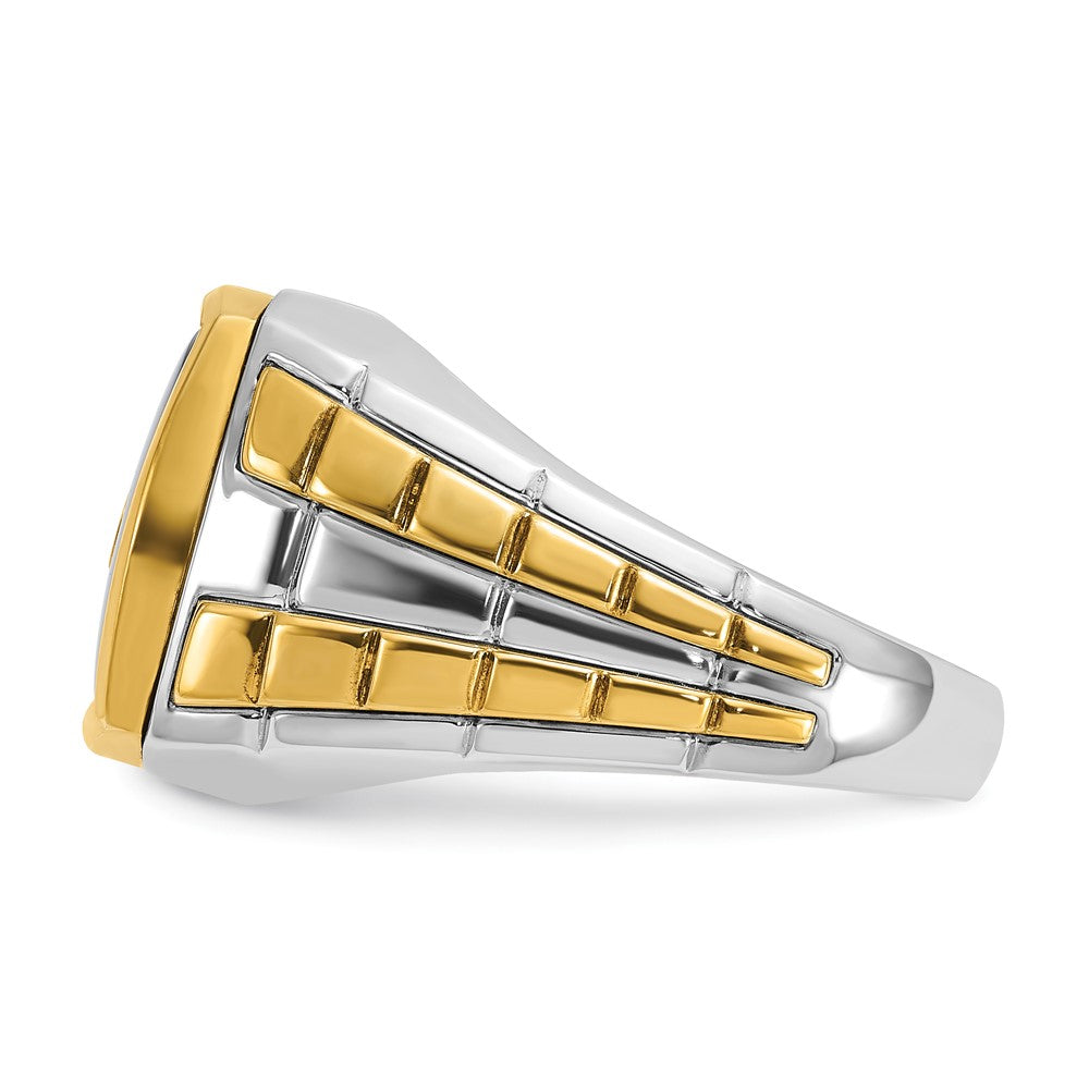 14k Two-tone IBGoodman Men's Onyx and 1/10 carat Diamond Complete Ring