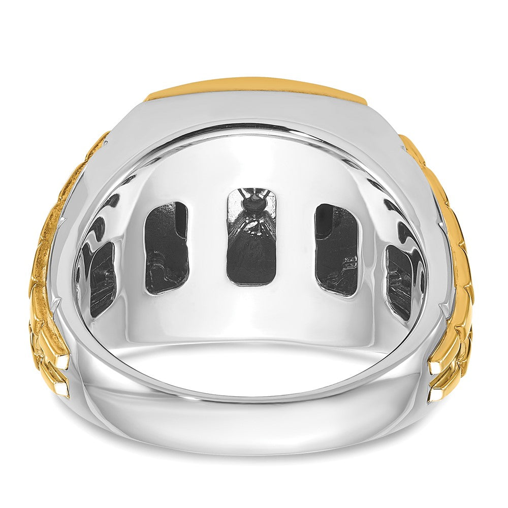 14k Two-tone IBGoodman Men's Onyx and 1/10 carat Diamond Complete Ring