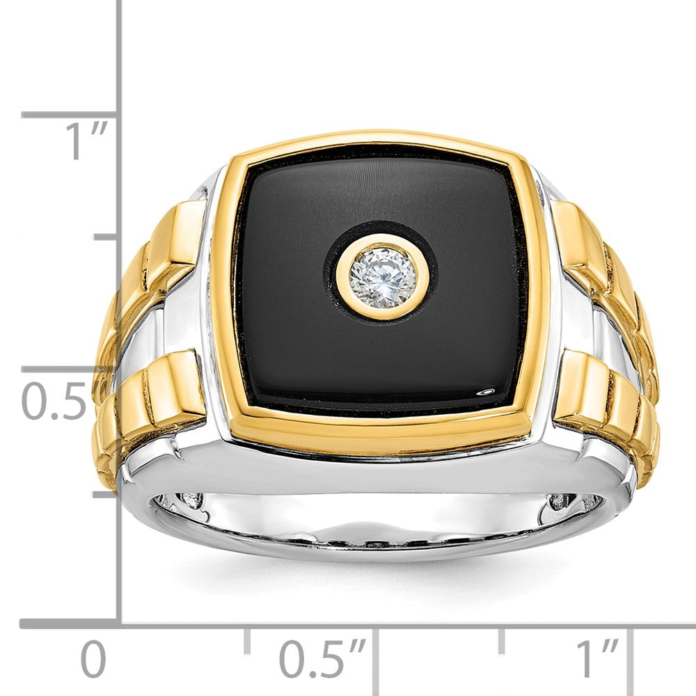 14k Two-tone IBGoodman Men's Onyx and 1/10 carat Diamond Complete Ring