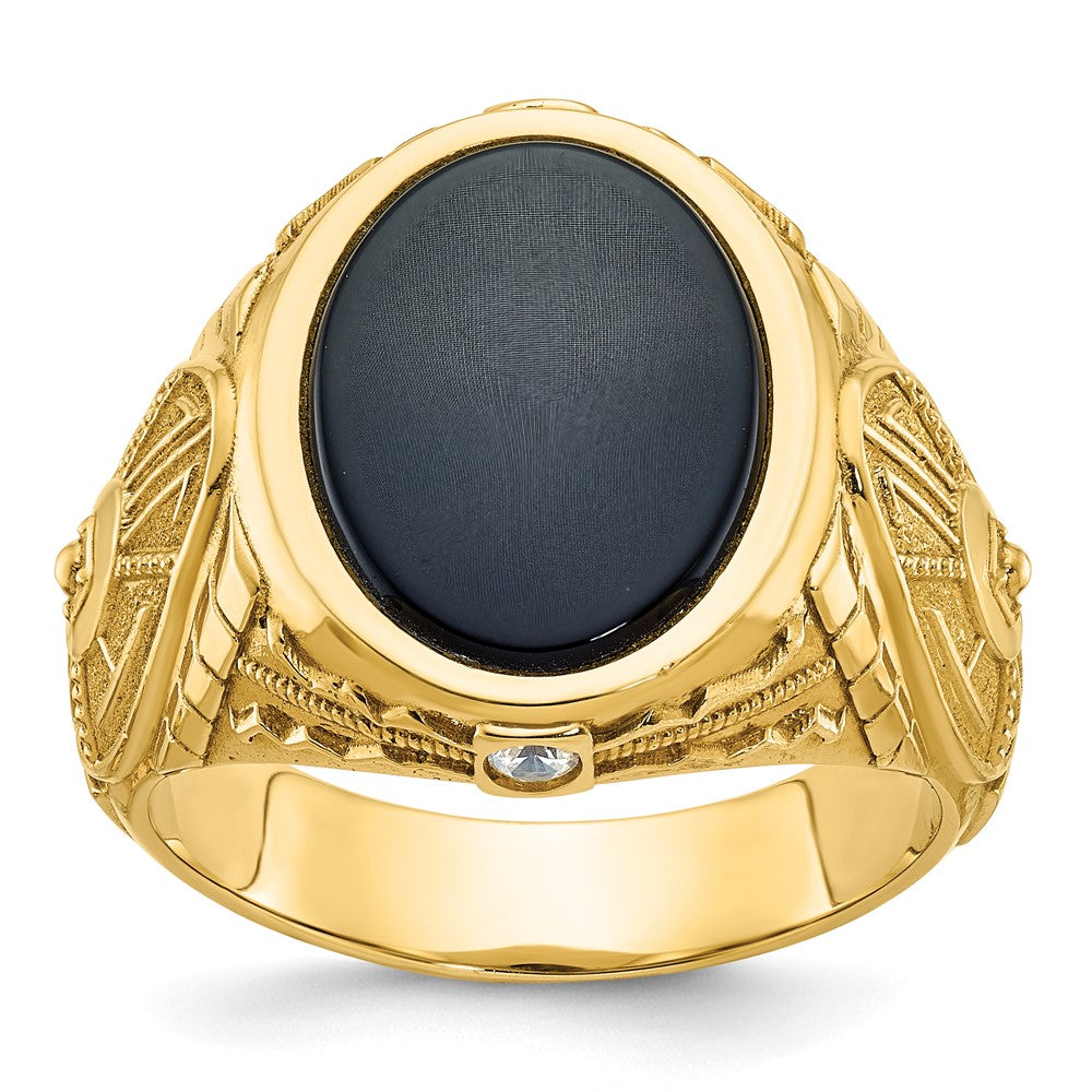 10k IBGoodman Men's Onyx and Diamond Complete Ring
