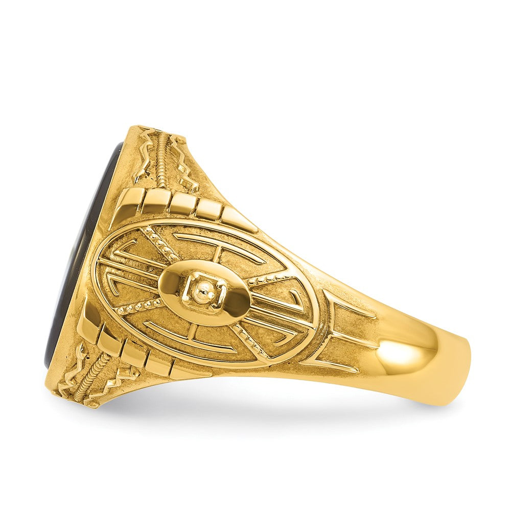 14k IBGoodman Men's Onyx and 1/10 carat Diamond Complete Ring