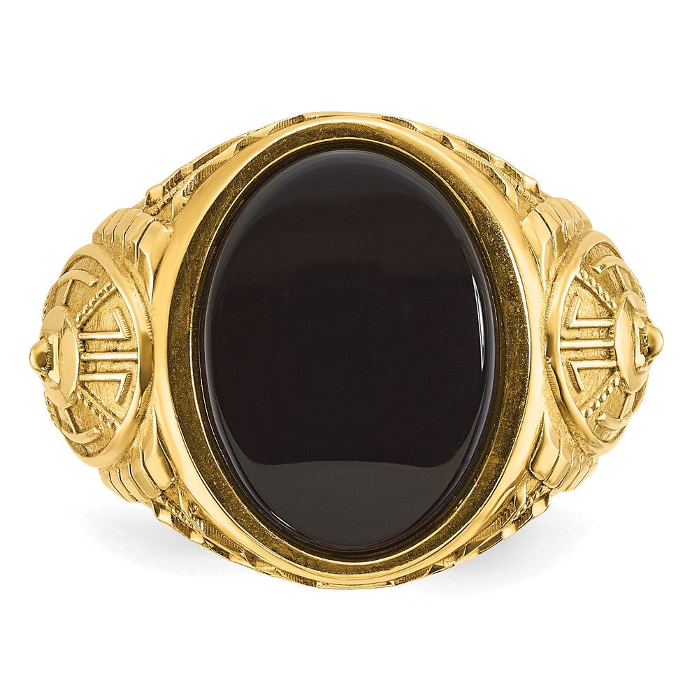 14k IBGoodman Men's Onyx and 1/10 carat Diamond Complete Ring