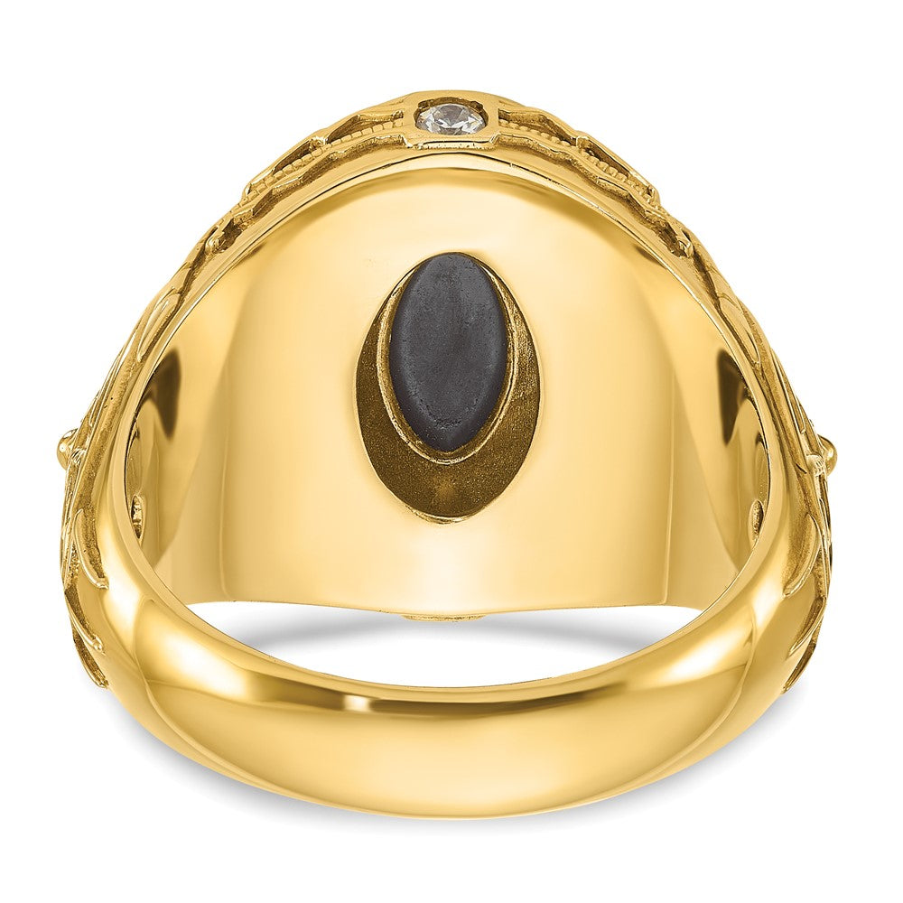 14k IBGoodman Men's Onyx and 1/10 carat Diamond Complete Ring